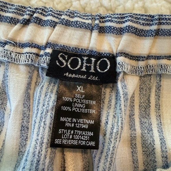 Soho Apparel Blue and White Striped Trousers - Picture 4 of 4
